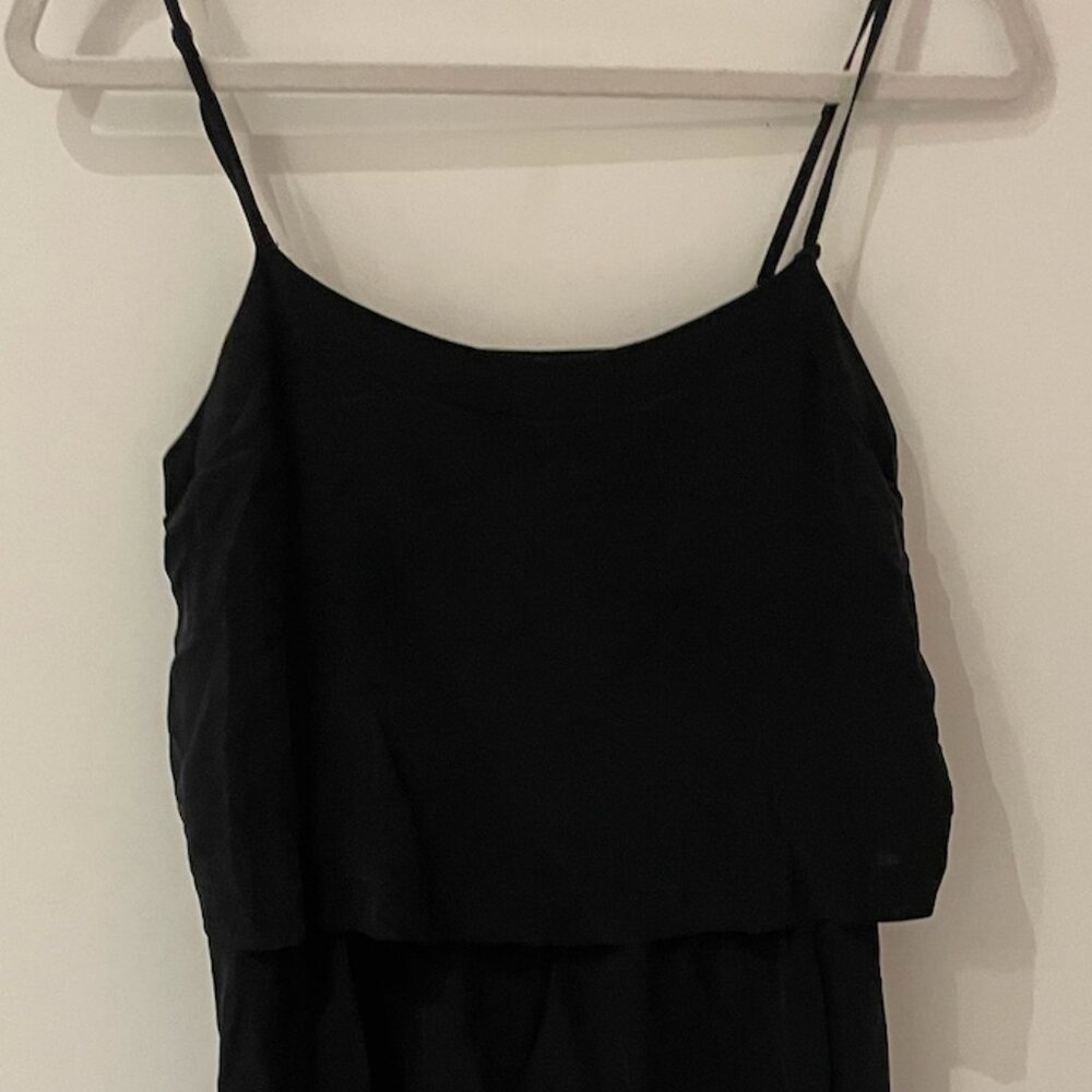 Madewell 4 Camisole Overlay Silk Slip Dress Black